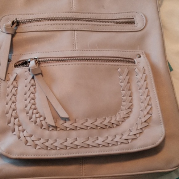 Boho stitched light grey cross body bag - Picture 2 of 5
